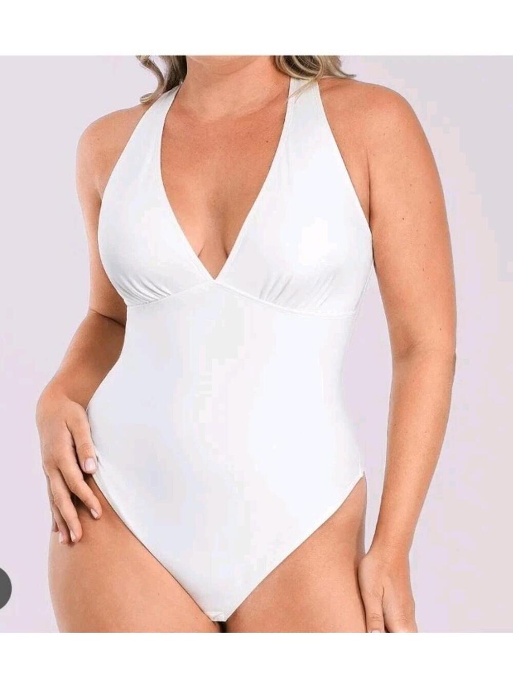 Shapellx Airslim Deep V-Neck Cross Back Shaping Bodysuit XXL